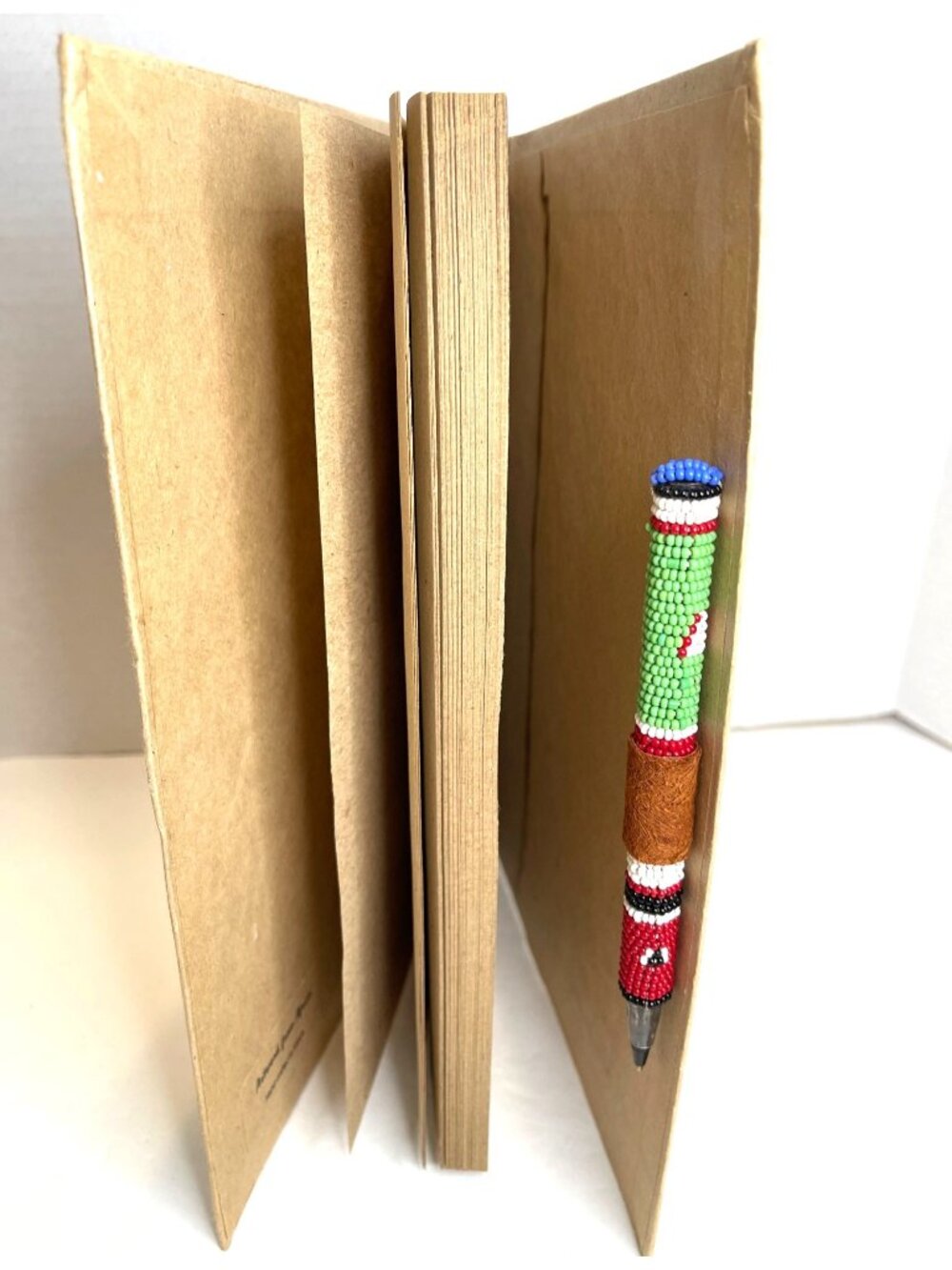 Handmade Africa Art Book Kenya Notebook Journal Giraffe Bead Pen Recycled Paper - Picture 5 of 10
